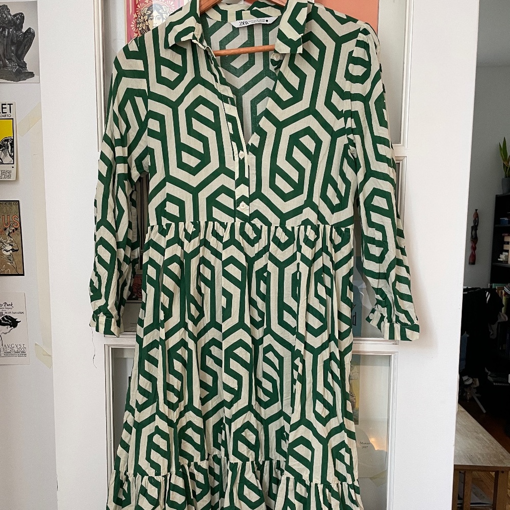 Zara Green Geometric Dress